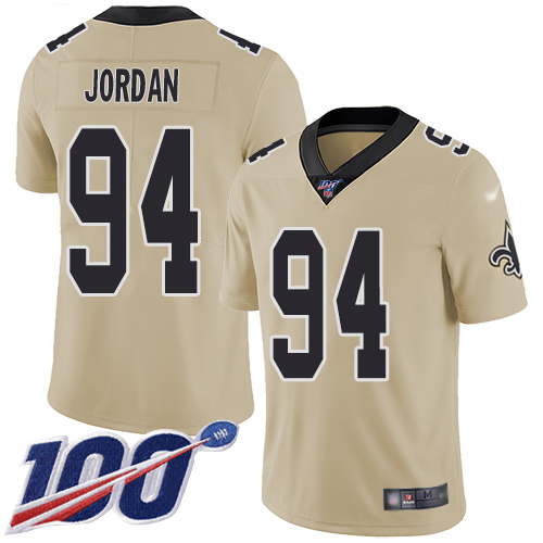 Men New Orleans Saints Limited Gold Cameron Jordan Jersey NFL Football #94 100th Season Inverted Legend Jersey